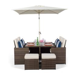 Thats Furniture Giardino 4 Seater Rattan Cube Dining Set in Brown - thumbnail 4