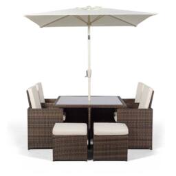 Thats Furniture Giardino 4 Seater Rattan Cube Dining Set in Brown - thumbnail 5
