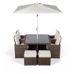Thats Furniture Giardino 4 Seater Rattan Cube Dining Set in Brown - thumbnail 3