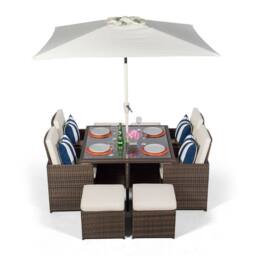 Thats Furniture Giardino 4 Seater Rattan Cube Dining Set in Brown - thumbnail 1