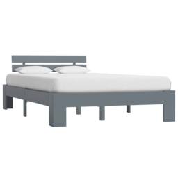Berkfield Home Bed Frame Grey Solid Pine Wood 140x200 cm - thumbnail 2