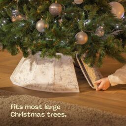 Christmas Village Diamond Velvet Christmas Tree Skirt - Red in White - Size: 1 Pack - thumbnail 4