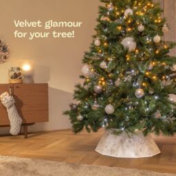 Christmas Village Diamond Velvet Christmas Tree Skirt - Red in White - Size: 1 Pack - thumbnail 3