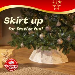 Christmas Village Diamond Velvet Christmas Tree Skirt - Red in White - Size: 1 Pack - thumbnail 2
