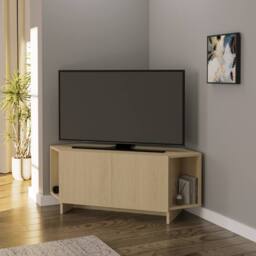 BIMOSSA Ola Corner TV Stand, Space-Saving Unit for TVs up to 43-48 Inch in Light Brown - thumbnail 2