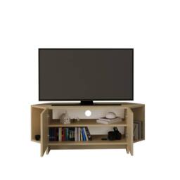 BIMOSSA Ola Corner TV Stand, Space-Saving Unit for TVs up to 43-48 Inch in Light Brown - thumbnail 4
