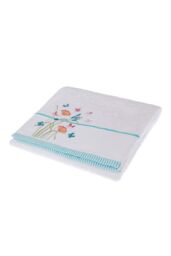 Homescapes Turkish Cotton Embroidered Butterfly White Towel - Size: Bath Sheet - thumbnail 4