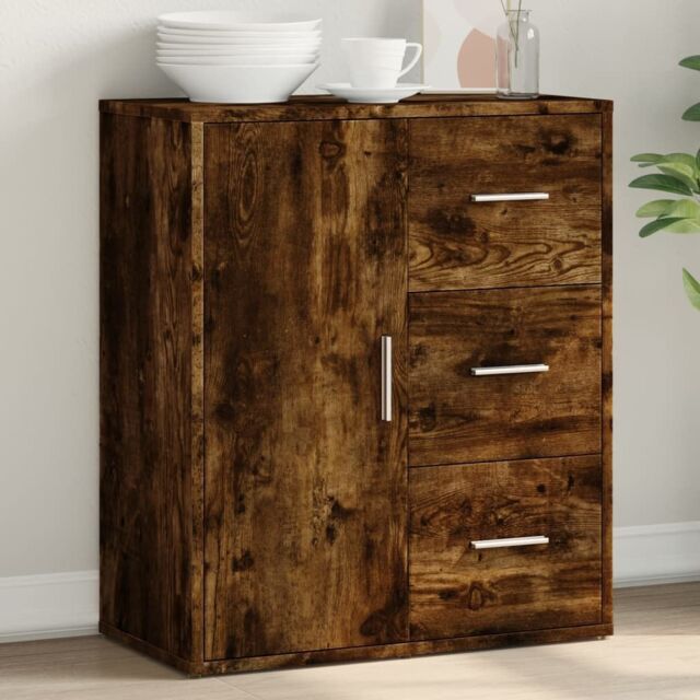 Berkfield Home Sideboard Smoked Oak 60x31x70 cm Engineered Wood in Brown - Size: 60 x 31 x 70 cm - image 1