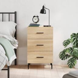 Berkfield Home Bedside Cabinet Sonoma Oak 40x40x66 cm Engineered Wood in Light Tan - Size: 40 x 40 x 66 cm - thumbnail 2