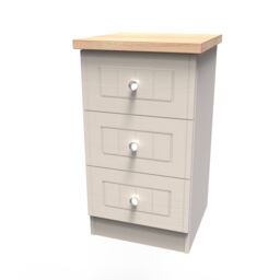 Ready Assembled 2 U Norton 3 Drawer Bedside Cabinet (Ready Assembled) in Taupe - Size: Small - thumbnail 3