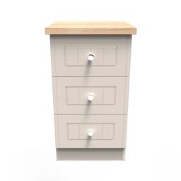 Ready Assembled 2 U Norton 3 Drawer Bedside Cabinet (Ready Assembled) in Taupe - Size: Small - thumbnail 1