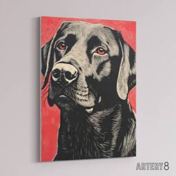 "Artery8 Labrador Dog Lab Pet Portrait Canvas Wall Art Print in Grey - Size: W18"" x H24""" - thumbnail 2