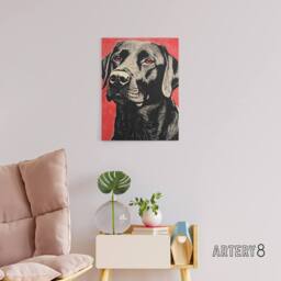 "Artery8 Labrador Dog Lab Pet Portrait Canvas Wall Art Print in Grey - Size: W18"" x H24""" - thumbnail 3