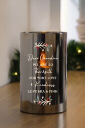 Personalised Memento Company Personalised Christmas Smoked Glass LED Candle in Black - thumbnail 4