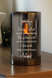 Personalised Memento Company Personalised Christmas Smoked Glass LED Candle in Black - thumbnail 3