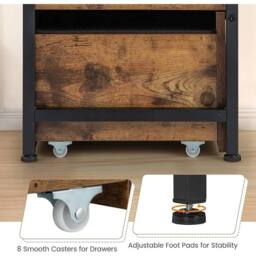 VOGREX Flip Top Storage Ottoman 2 Drawers Brown - thumbnail 4