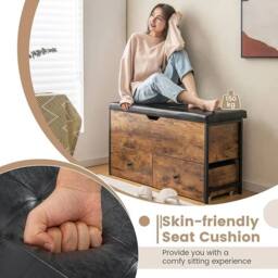 VOGREX Flip Top Storage Ottoman 2 Drawers Brown - thumbnail 5