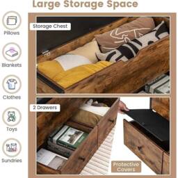 VOGREX Flip Top Storage Ottoman 2 Drawers Brown - thumbnail 3