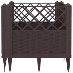 Berkfield Home Beautiful Garden Planter with Pegs Brown 43.5x43.5x43.5 cm PP - thumbnail 5