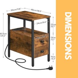 Rafaelo Mobilia Bedside Table with Power Outlet & USB Ports in Brown - thumbnail 6