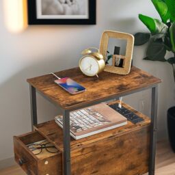 Rafaelo Mobilia Bedside Table with Power Outlet & USB Ports in Brown - thumbnail 3