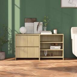 Berkfield Home Decorative 2 Piece Sideboard Sonoma Oak Engineered Wood in Beige - thumbnail 2