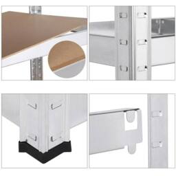 KORVIXA 5 Tier Metal Garage Shelving Units Racking Boltless in Silver - Size: 100 cm x 100 cm - thumbnail 5