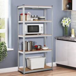 KORVIXA 5 Tier Metal Garage Shelving Units Racking Boltless in Silver - Size: 100 cm x 100 cm