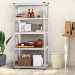 KORVIXA 5 Tier Metal Garage Shelving Units Racking Boltless in Silver - Size: 100 cm x 100 cm - thumbnail 4