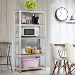 KORVIXA 5 Tier Metal Garage Shelving Units Racking Boltless in Silver - Size: 100 cm x 100 cm - thumbnail 3