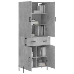 Berkfield Home Highboard Concrete Grey 69.5x34x180 cm Engineered Wood - thumbnail 3