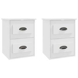 Berkfield Home Elegant Wall-mounted Bedside Cabinets 2 pcs White 41.5x36x53cm - Size: 41.5x36x53 cm - thumbnail 3