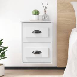 Berkfield Home Elegant Wall-mounted Bedside Cabinets 2 pcs White 41.5x36x53cm - Size: 41.5x36x53 cm - thumbnail 2