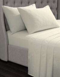 Smart Living Luxury 100% Cotton 35cm Deep Fitted Sheet - Soft & Hypoallergenic in Cream - Size: Single Fitted