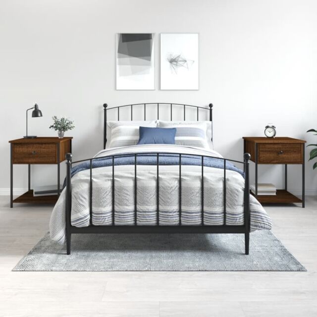 Berkfield Home Bedside Tables 2 pcs Brown Oak 44x45x58 cm Engineered Wood - Size: 44 x 45 x 58 cm - image 1