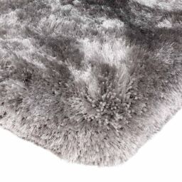 The Rug Shop UK Handmade Plain Shaggy Sparkle Luxurious Anti-Shed Area Rug in Silver - Size: 150 cm x 150 cm - thumbnail 2