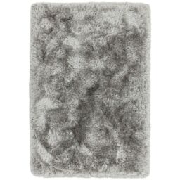 The Rug Shop UK Handmade Plain Shaggy Sparkle Luxurious Anti-Shed Area Rug in Silver - Size: 150 cm x 150 cm - thumbnail 6