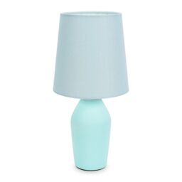 ValueLights Arlo Compact Ceramic Table Lamp with Fabric Shade with LED Bulb in Blue - thumbnail 2