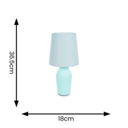 ValueLights Arlo Compact Ceramic Table Lamp with Fabric Shade with LED Bulb in Blue - thumbnail 5