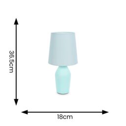 ValueLights Arlo Compact Ceramic Table Lamp with Fabric Shade with LED Bulb in Blue - thumbnail 7