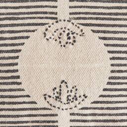 Wyld and Coco Grey Cotton Block-Print Square Pouffe - Retro Boho Footstool - thumbnail 7