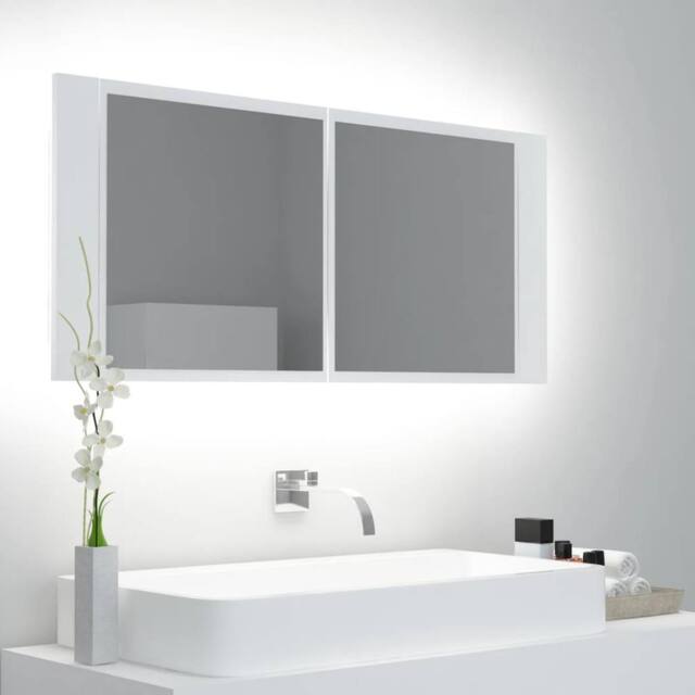 Berkfield Home LED Bathroom Mirror Cabinet White 100x12x45 cm - Size: 100 x 12 x 45 cm - image 1