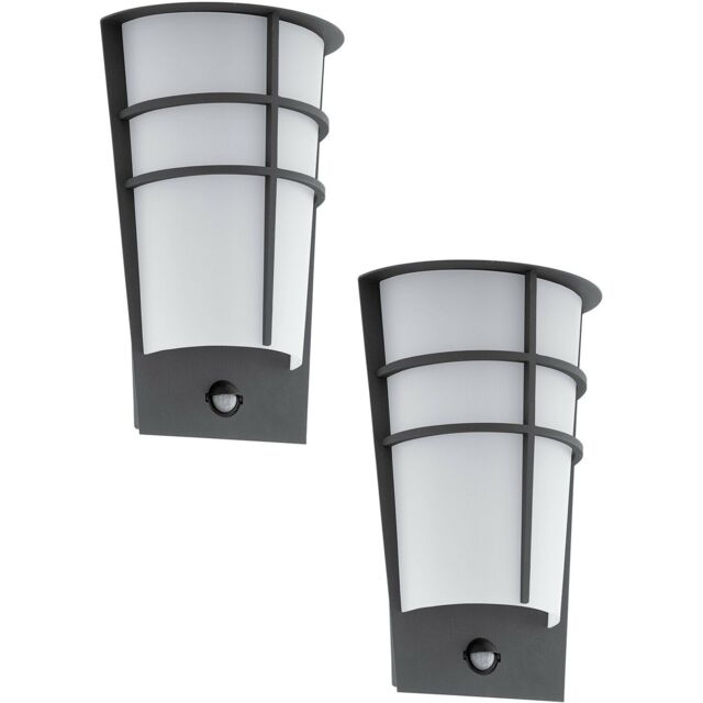 Loops 2 PACK IP44 Outdoor Wall Light & PIR Sensor Anthracite Steel 2.5W LED in Metallics - image 1