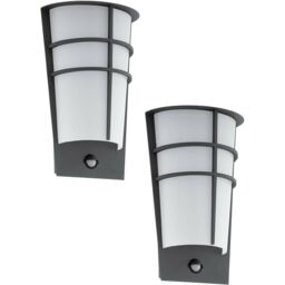 Loops 2 PACK IP44 Outdoor Wall Light & PIR Sensor Anthracite Steel 2.5W LED in Metallics