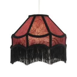 Happy Homewares Vintage Victorian Style Lamp Shade in Burgundy with Black Tassels - Size: 12 inches - thumbnail 2