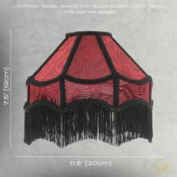 Happy Homewares Vintage Victorian Style Lamp Shade in Burgundy with Black Tassels - Size: 12 inches - thumbnail 7