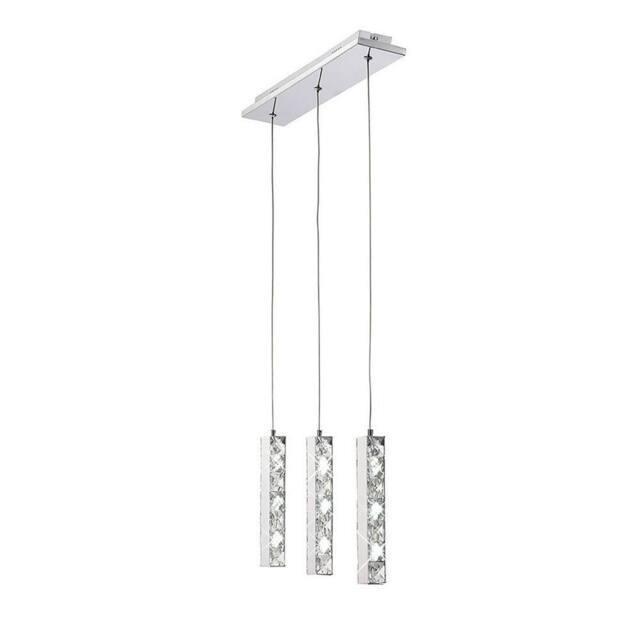 Netlighting Galaxy Linear Pendant 3 Drop LED 6000K 3 X 3W Polished Chrome Crystal in Grey - image 1