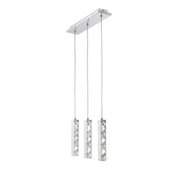Netlighting Galaxy Linear Pendant 3 Drop LED 6000K 3 X 3W Polished Chrome Crystal in Grey - thumbnail 1