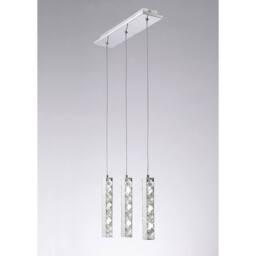 Netlighting Galaxy Linear Pendant 3 Drop LED 6000K 3 X 3W Polished Chrome Crystal in Grey - thumbnail 2