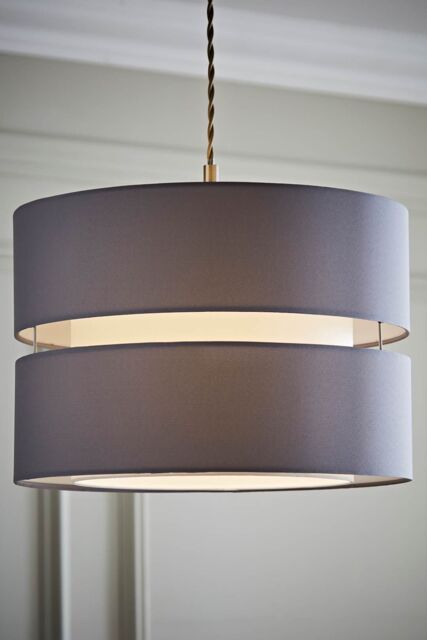 ValueLights Sophia Tier Large 35cm Drum Easy Fit Ceiling Pendant Light Lamp Shade in Grey - Size: 14 inches - image 1